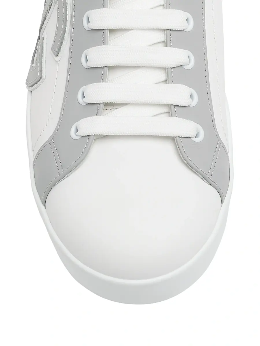 Dolce & Gabbana Men's Portofino Lace-Up Sneakers - White Grey | Thumbnail 4