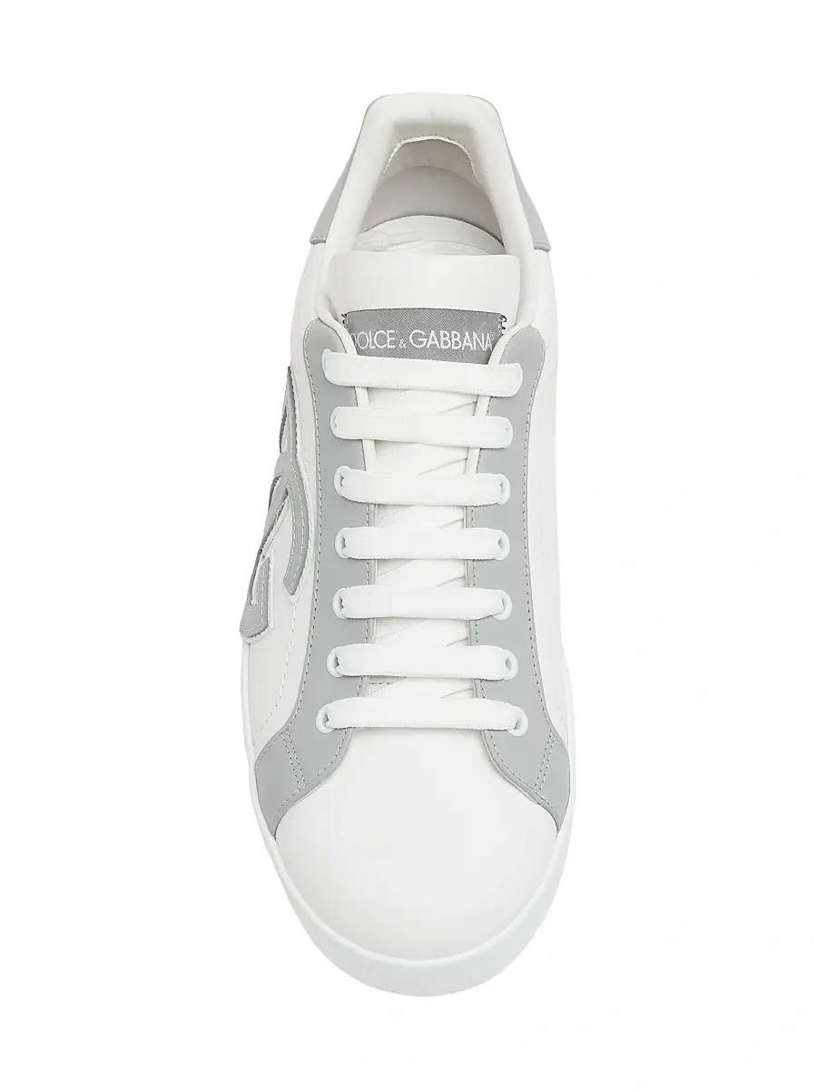 Dolce & Gabbana Men's Portofino Lace-Up Sneakers - White Grey | Thumbnail 5