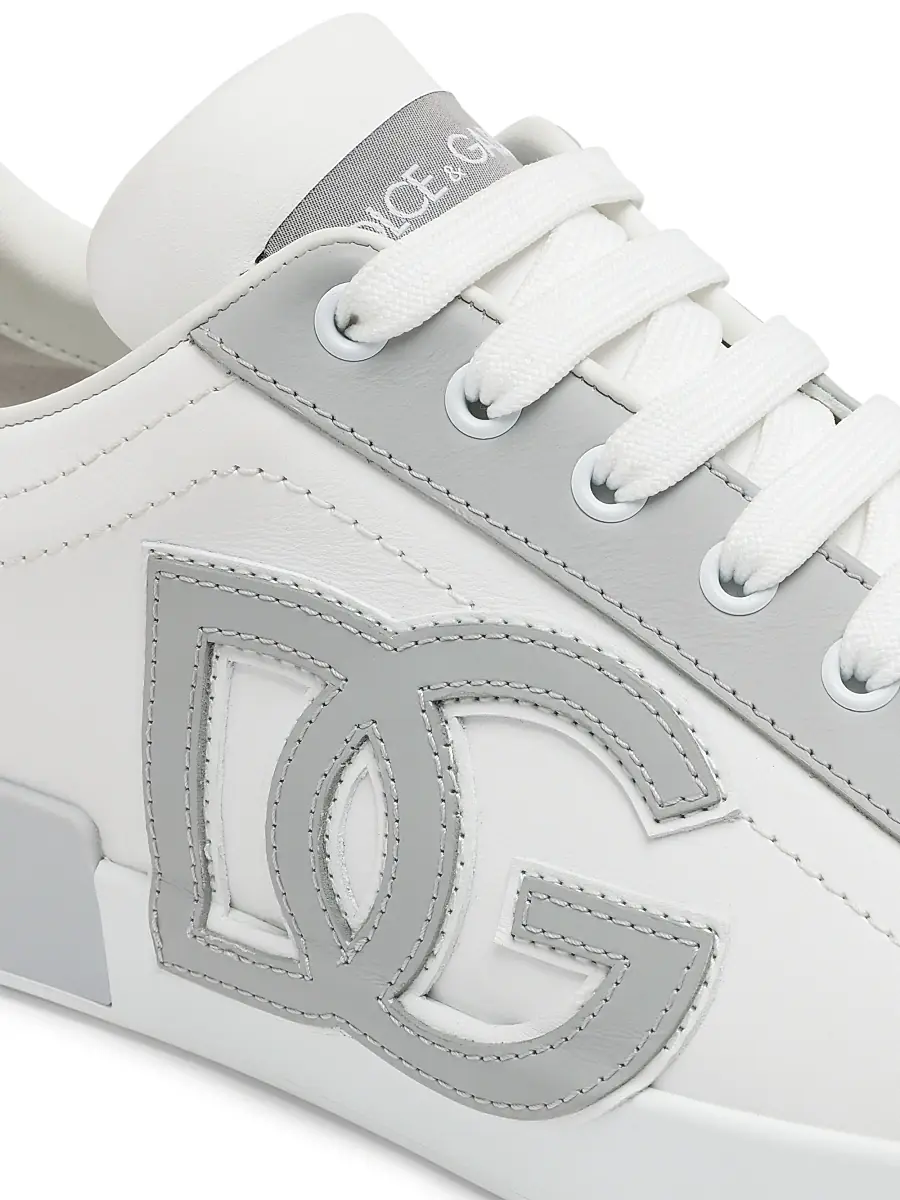 Dolce & Gabbana Men's Portofino Lace-Up Sneakers - White Grey | Thumbnail 6