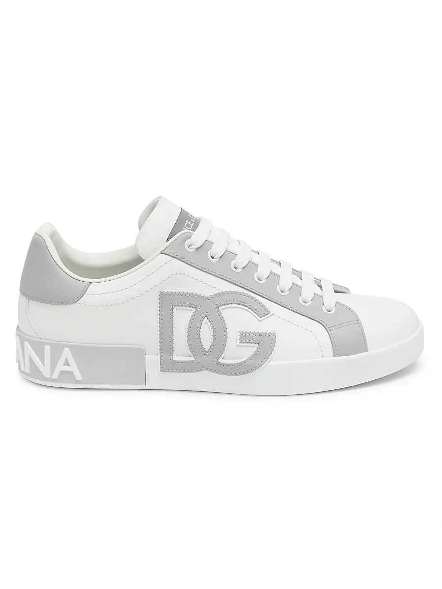 Dolce & Gabbana Men's Portofino Lace-Up Sneakers - White Grey | Image 1 Dolce & Gabbana Men's Portofino Lace-Up Sneakers - White Grey | Image 1