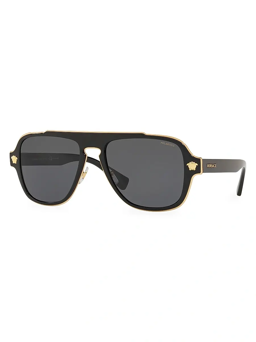 Versace Men's Medusa Charm 56MM Square Sunglasses - Black | Thumbnail 2