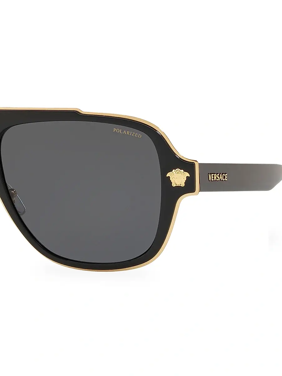 Versace Men's Medusa Charm 56MM Square Sunglasses - Black | Thumbnail 3