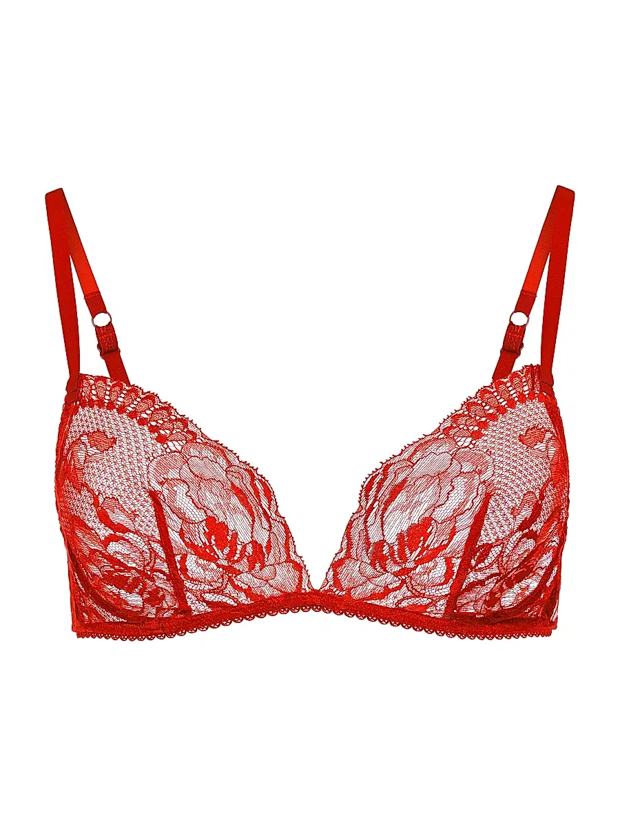 La Perla Women's Brigitta Floral Lace Triangle Bra - Red Lips | Image 1 La Perla Women's Brigitta Floral Lace Triangle Bra - Red Lips | Image 1