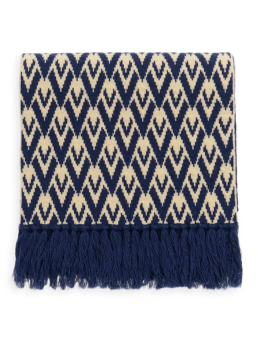 Valentino Men's Toute La V Knitted Wool Scarf | Thumbnail 2 Valentino Men's Toute La V Knitted Wool Scarf | Thumbnail 2