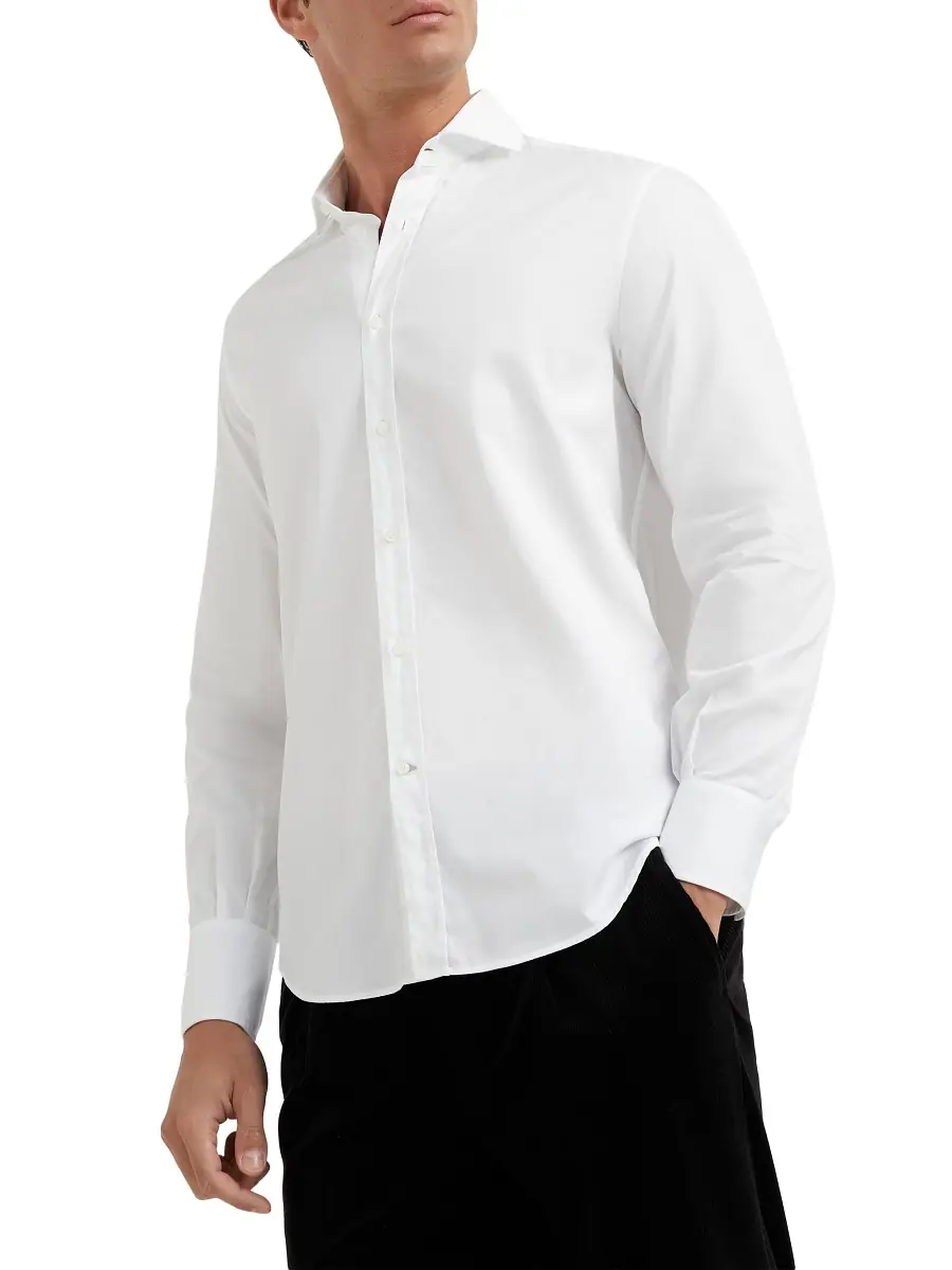 Brunello Cucinelli Men's Twill Basic Fit Shirt - White | Image 1 Brunello Cucinelli Men's Twill Basic Fit Shirt - White | Image 1