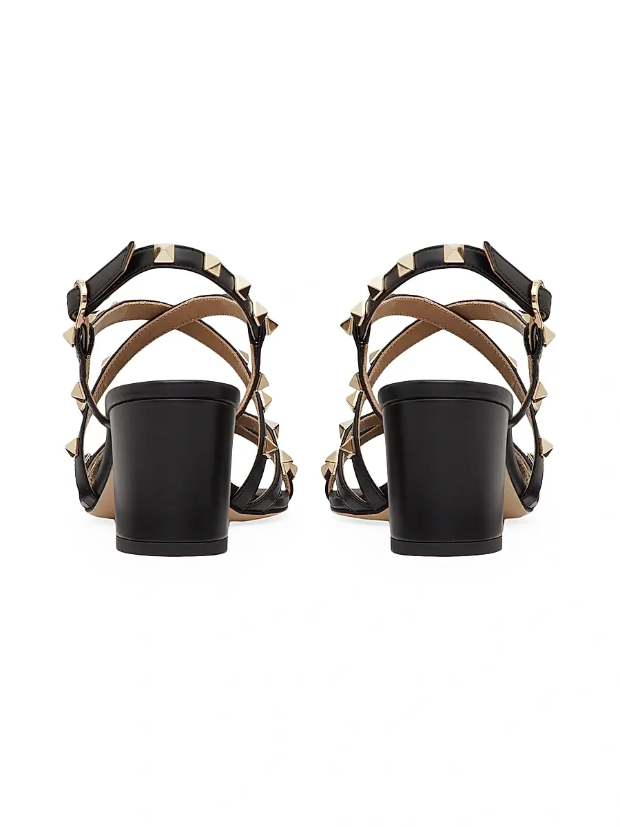 Valentino Garavani Women's Rockstud Calfskin Sandals 60MM - Black | Thumbnail 3 Valentino Garavani Women's Rockstud Calfskin Sandals 60MM - Black | Thumbnail 3