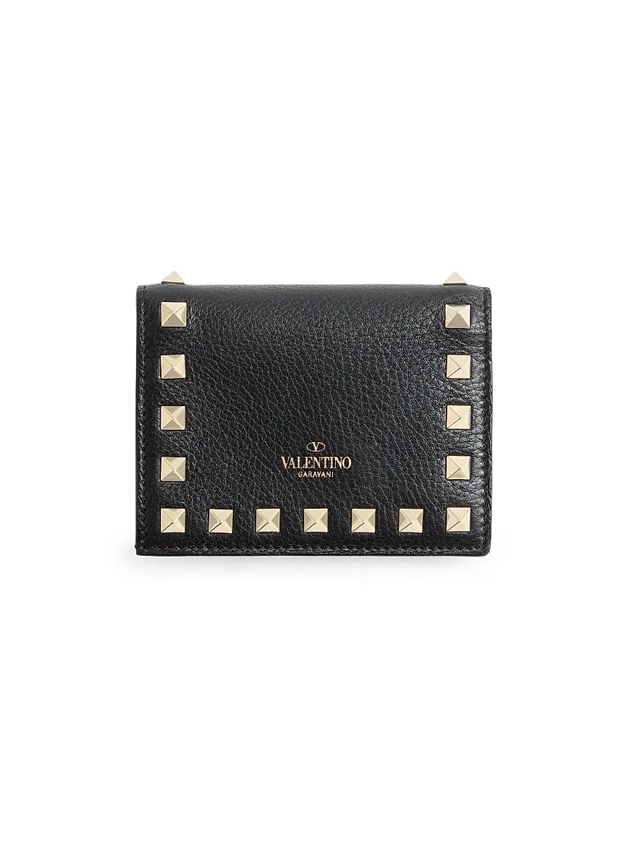 Valentino Garavani Women's Rockstud Grainy Calfskin Wallet - Black | Thumbnail 2