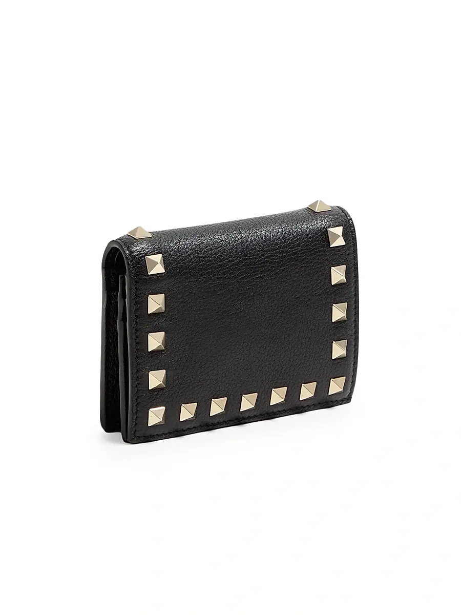Valentino Garavani Women's Rockstud Grainy Calfskin Wallet - Black | Thumbnail 3