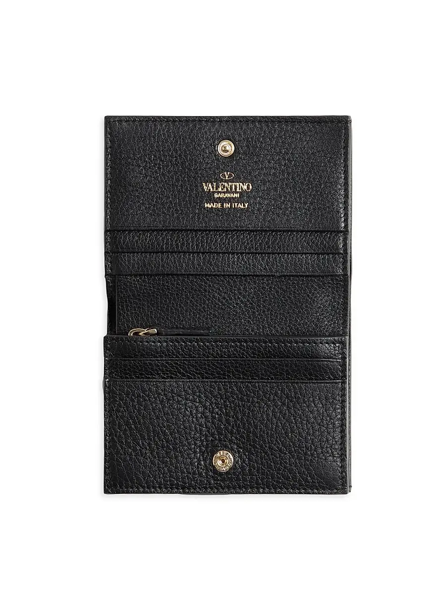 Valentino Garavani Women's Rockstud Grainy Calfskin Wallet - Black | Thumbnail 4