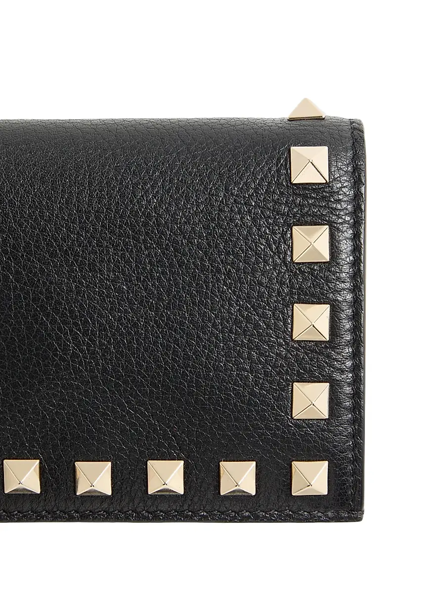 Valentino Garavani Women's Rockstud Grainy Calfskin Wallet - Black | Thumbnail 5