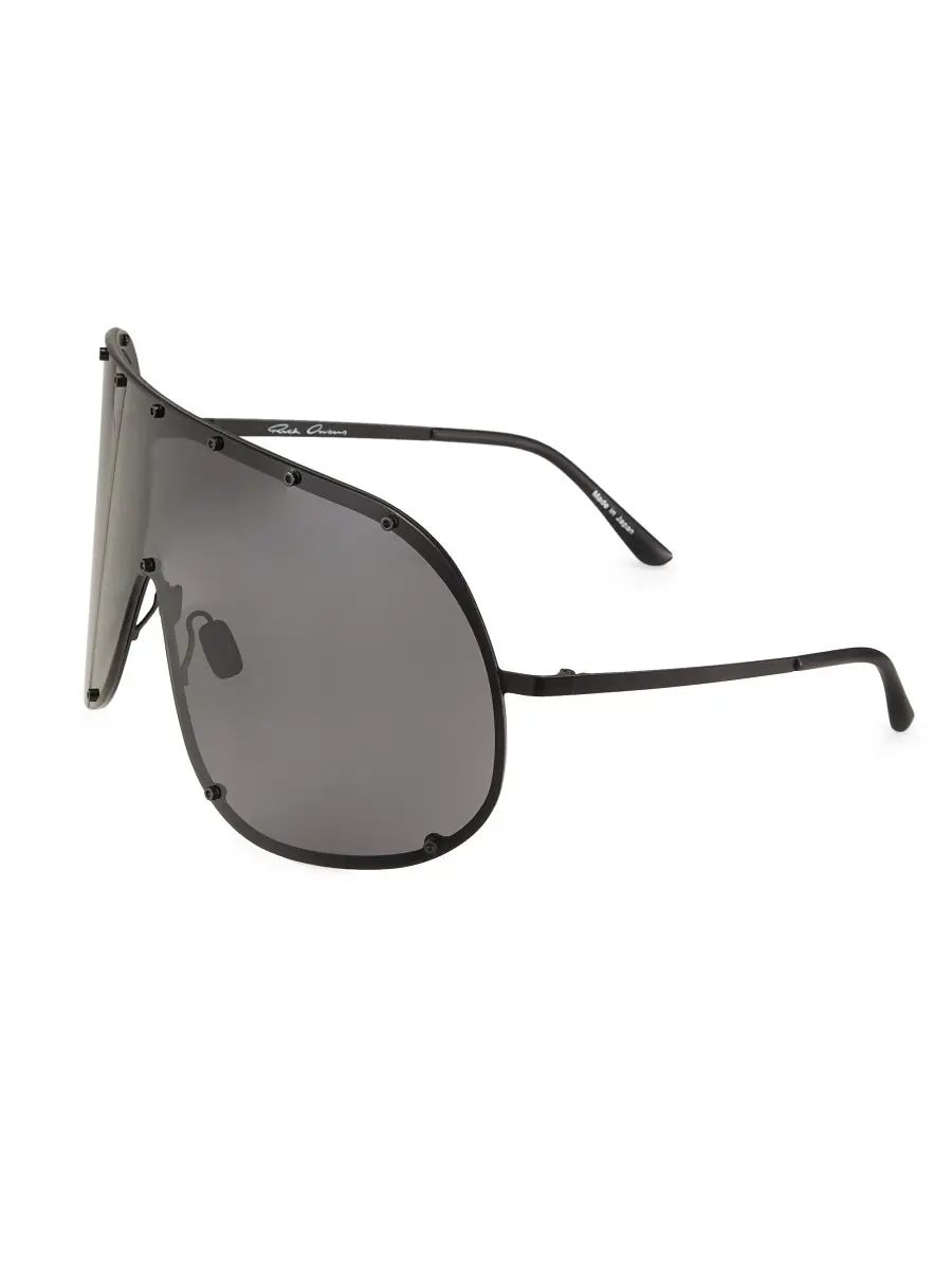 Rick Owens Men's 80MM Shield Sunglasses - Black | Image 1 Rick Owens Men's 80MM Shield Sunglasses - Black | Image 1