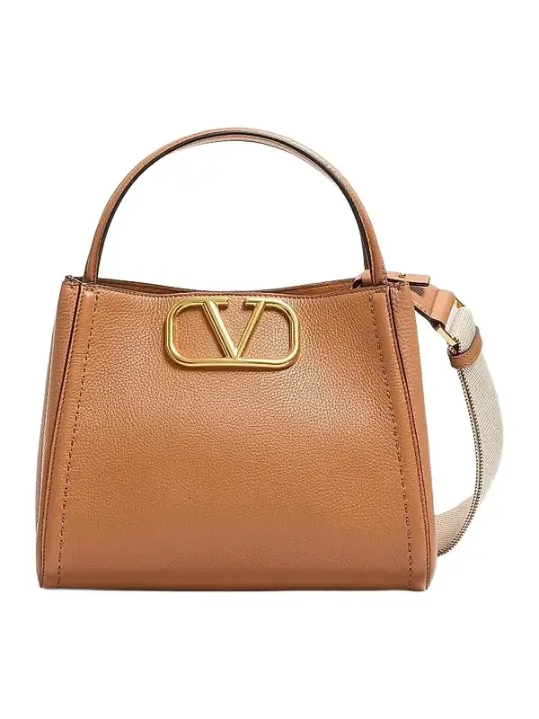 Valentino Women's Garavani Alltime Medium Handbag in Grainy Calfskin - Brown