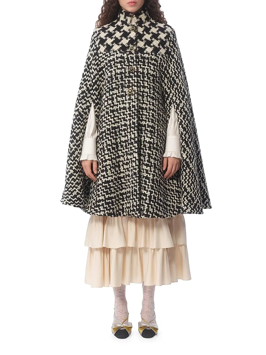 Valentino Women's Geometric Tweed Cape | Thumbnail 8 Valentino Women's Geometric Tweed Cape | Thumbnail 8