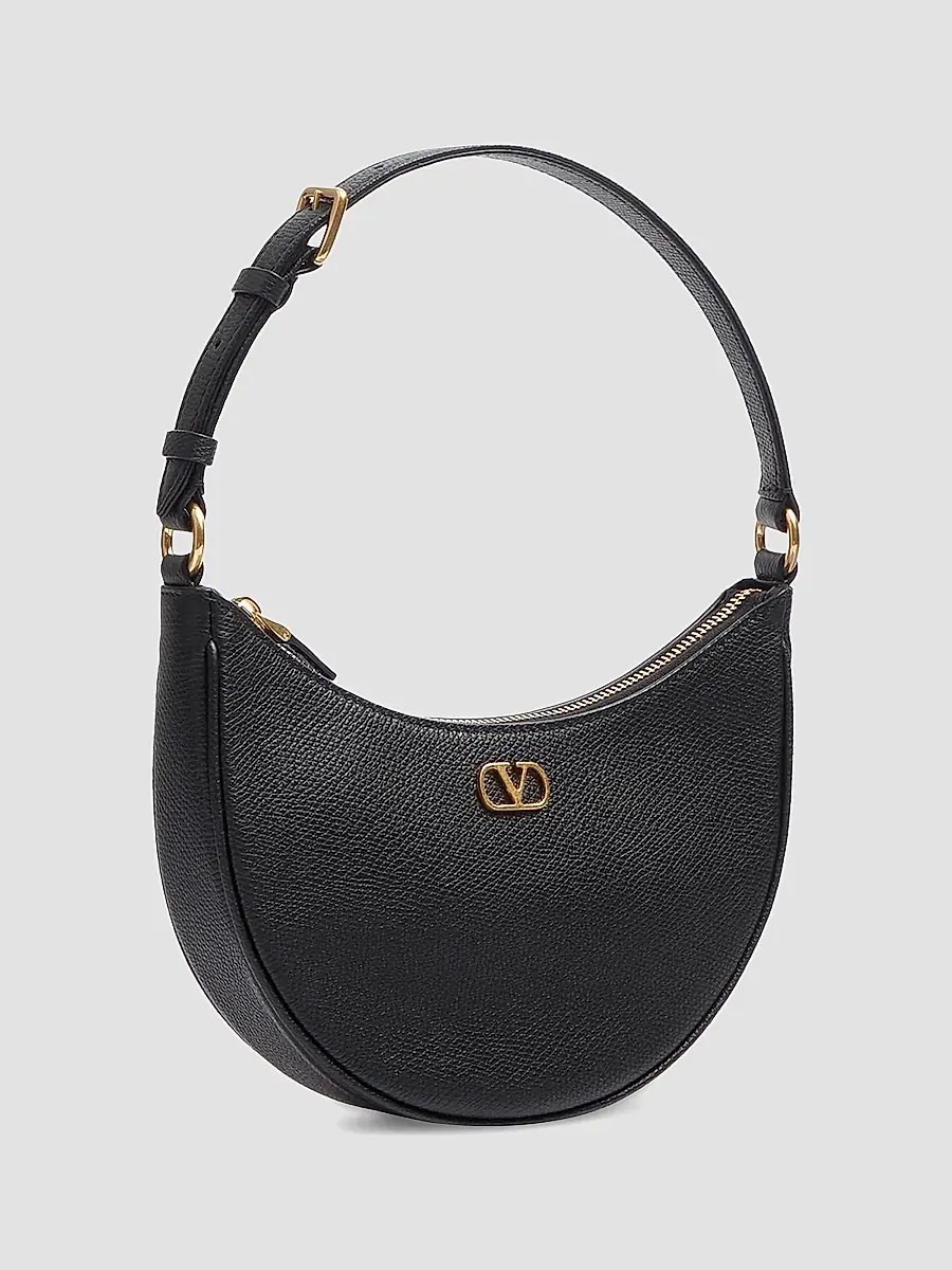 Valentino Women's VLogo Signature Mini Hobo Bag in Grainy Calfskin - Black | Thumbnail 2 Valentino Women's VLogo Signature Mini Hobo Bag in Grainy Calfskin - Black | Thumbnail 2