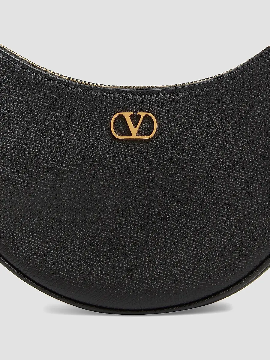 Valentino Women's VLogo Signature Mini Hobo Bag in Grainy Calfskin - Black | Thumbnail 3 Valentino Women's VLogo Signature Mini Hobo Bag in Grainy Calfskin - Black | Thumbnail 3
