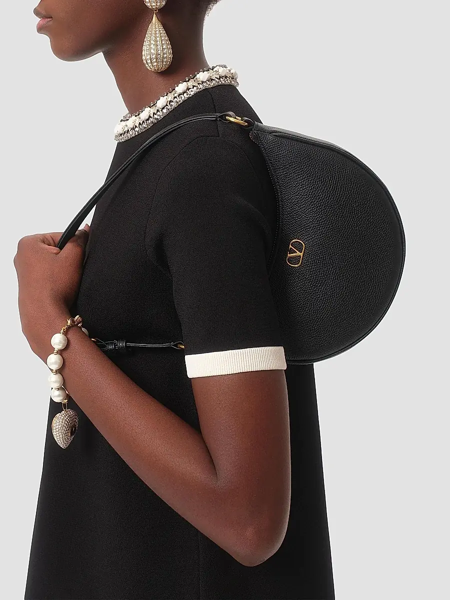 Valentino Women's VLogo Signature Mini Hobo Bag in Grainy Calfskin - Black | Thumbnail 7 Valentino Women's VLogo Signature Mini Hobo Bag in Grainy Calfskin - Black | Thumbnail 7