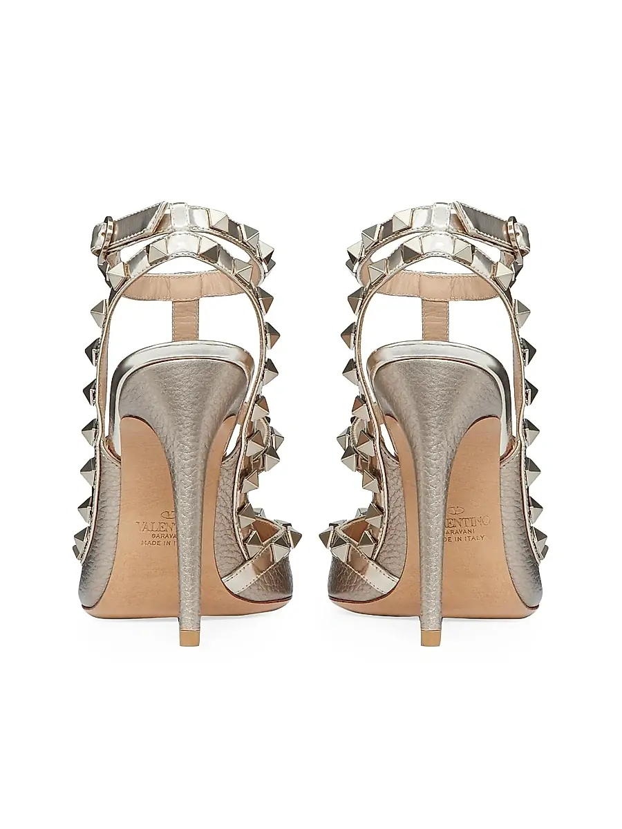 Valentino Garavani Women's Rockstud Ankle Strap Pumps 100 MM - Silver | Thumbnail 3 Valentino Garavani Women's Rockstud Ankle Strap Pumps 100 MM - Silver | Thumbnail 3