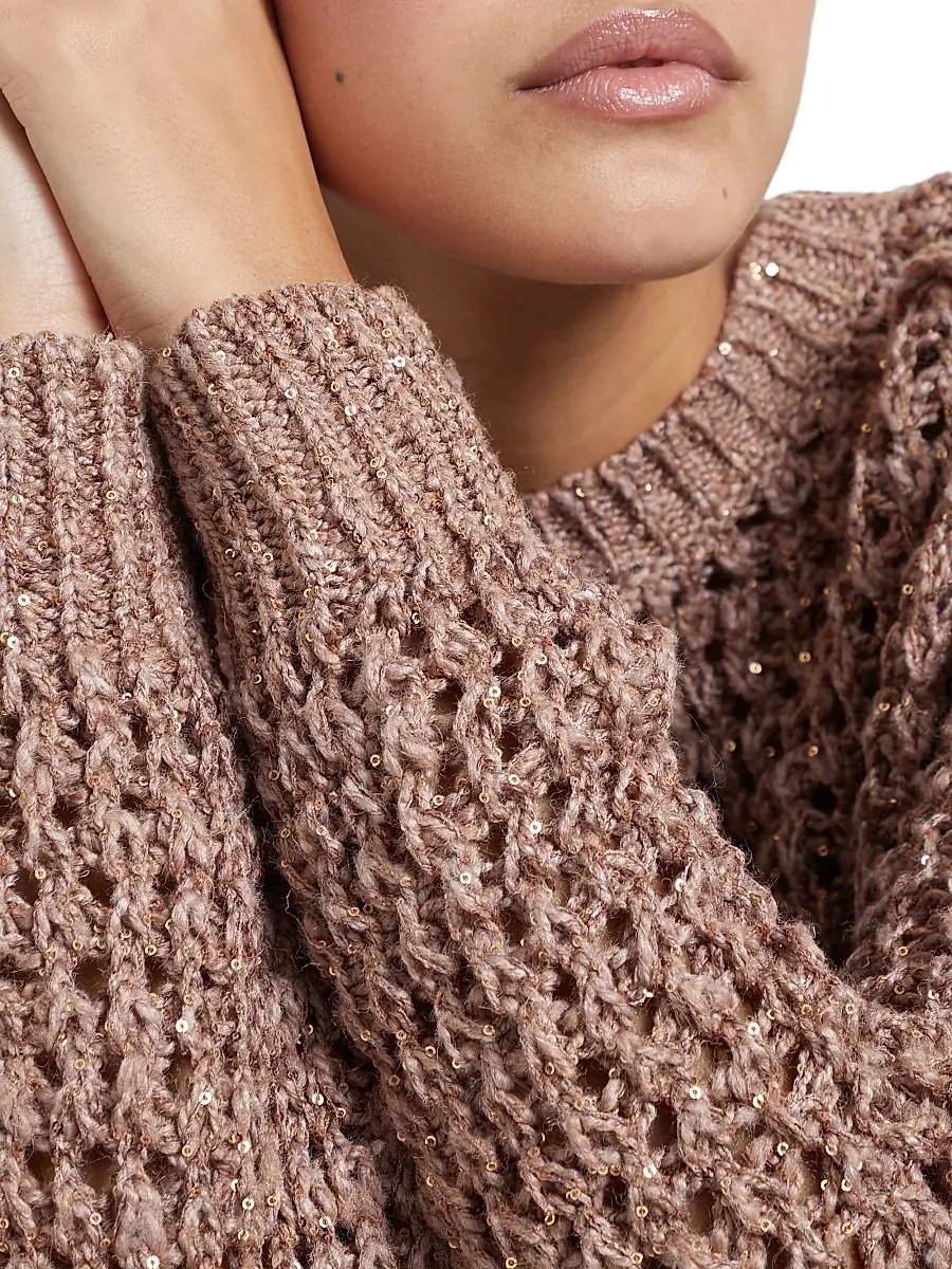 Brunello Cucinelli Women's Silk and Linen Sweater - Pink | Thumbnail 5 Brunello Cucinelli Women's Silk and Linen Sweater - Pink | Thumbnail 5