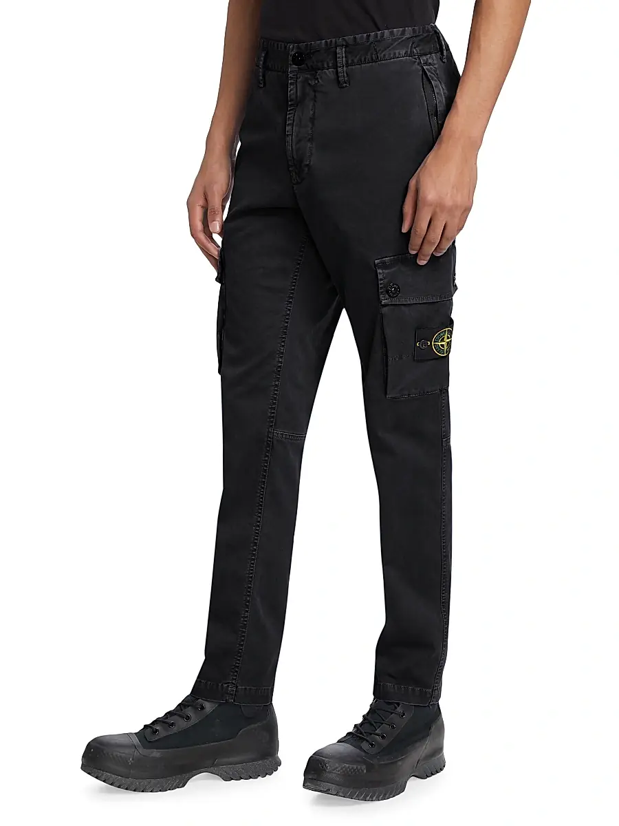 Stone Island Men's Broken Twill Cotton Trousers | Thumbnail 4 Stone Island Men's Broken Twill Cotton Trousers | Thumbnail 4
