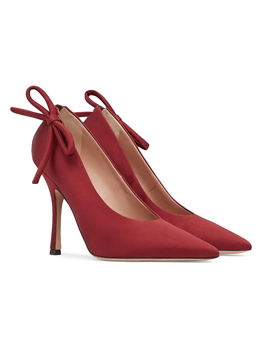 Valentino Garavani Women's Nite-Out Satin 110MM Pumps - Maroon | Thumbnail 2