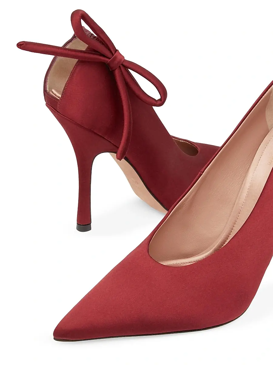 Valentino Garavani Women's Nite-Out Satin 110MM Pumps - Maroon | Thumbnail 5