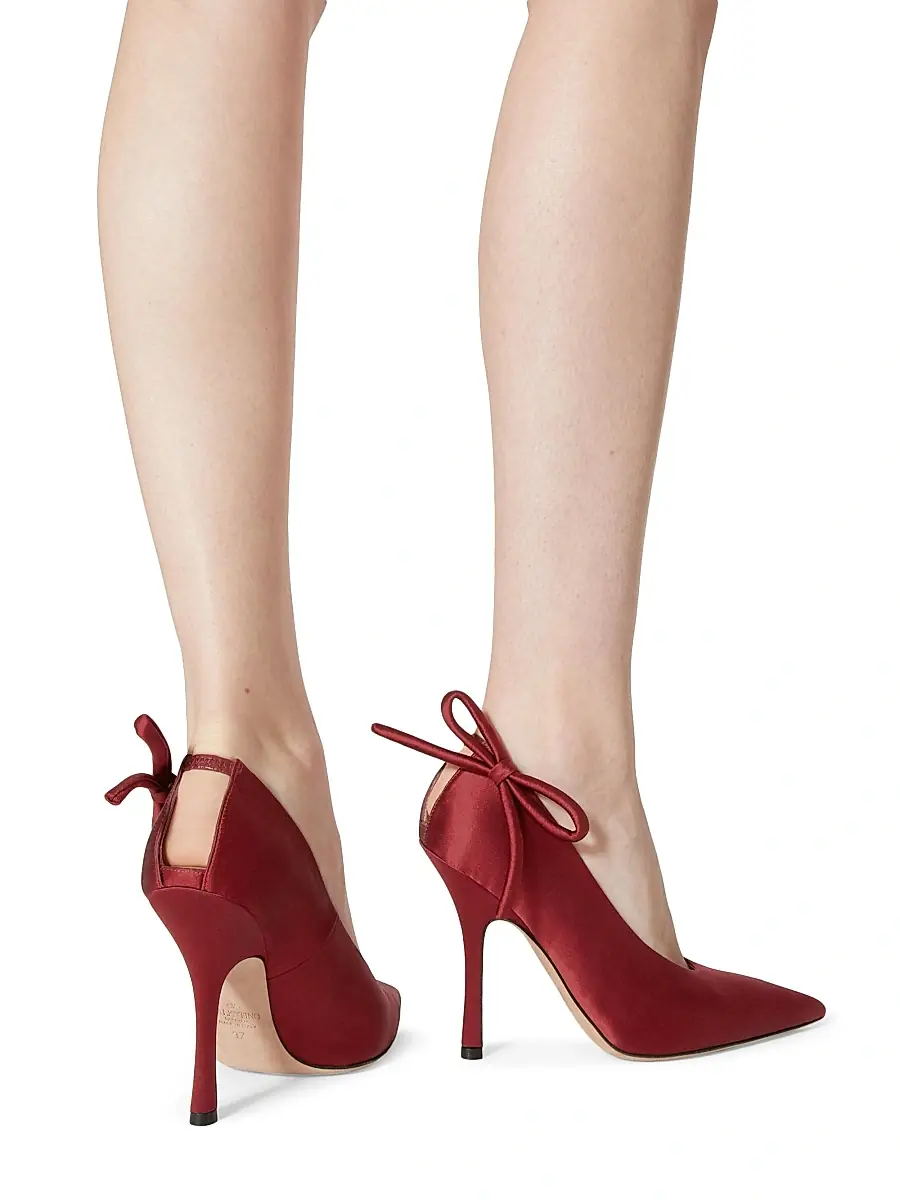 Valentino Garavani Women's Nite-Out Satin 110MM Pumps - Maroon | Thumbnail 6