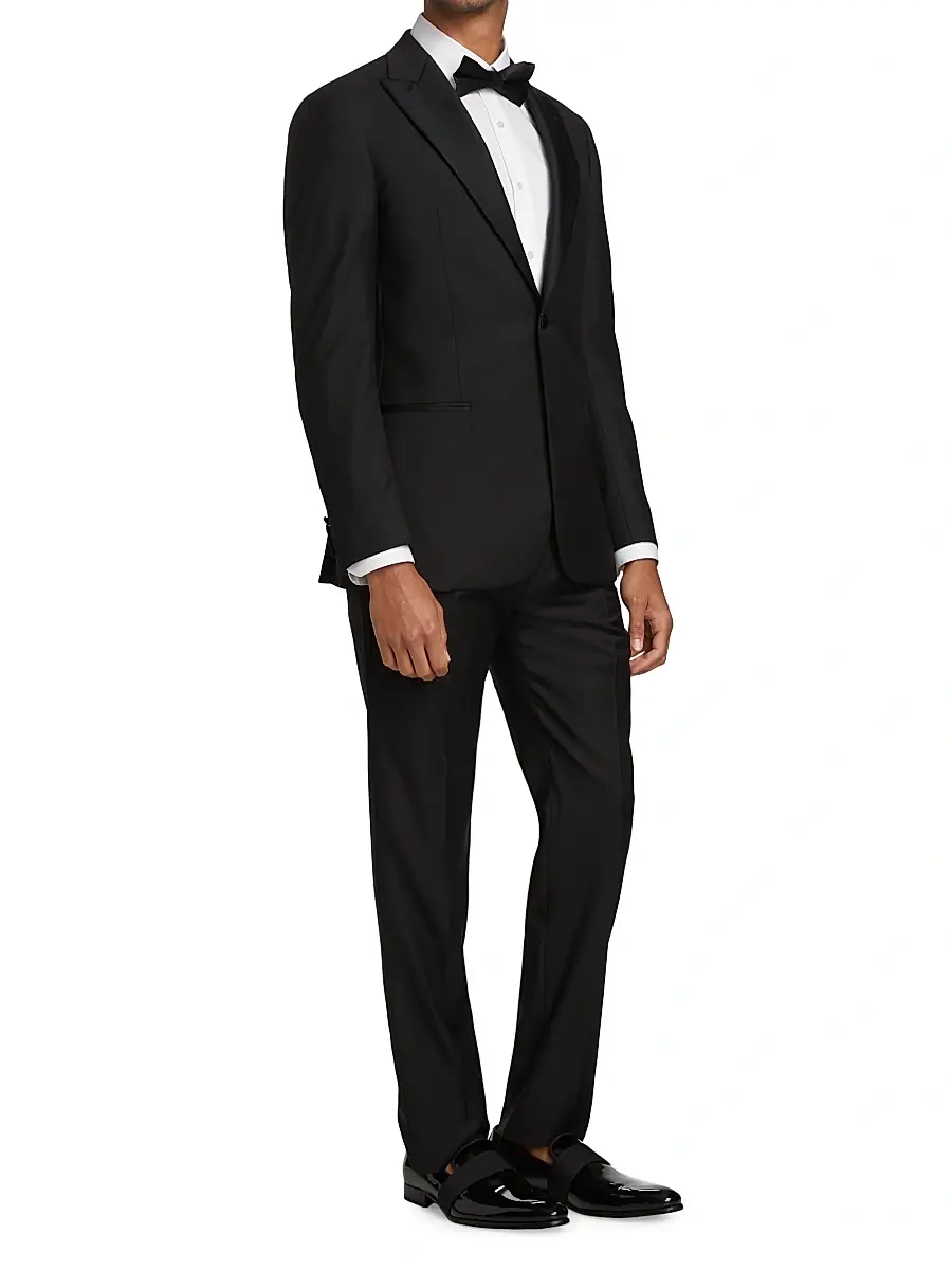 Emporio Armani Men's Peak Lapel Single-Button Suit - Black | Thumbnail 4 Emporio Armani Men's Peak Lapel Single-Button Suit - Black | Thumbnail 4