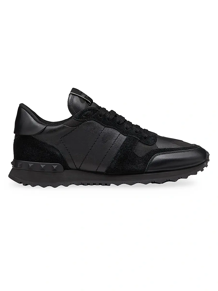 Valentino Garavani Men's Camouflage Rockrunner Sneakers - Black | Image 1 Valentino Garavani Men's Camouflage Rockrunner Sneakers - Black | Image 1