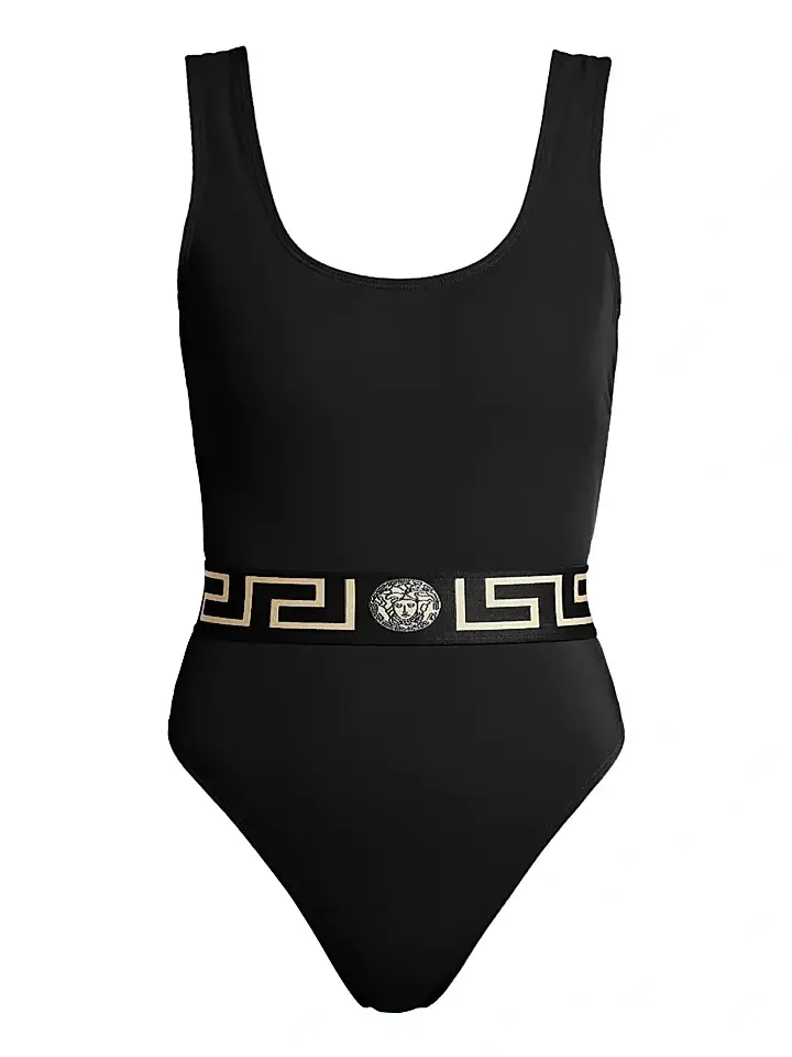Women's Greek Key Belt One-Piece Swimsuit Women's Greek Key Belt One-Piece Swimsuit