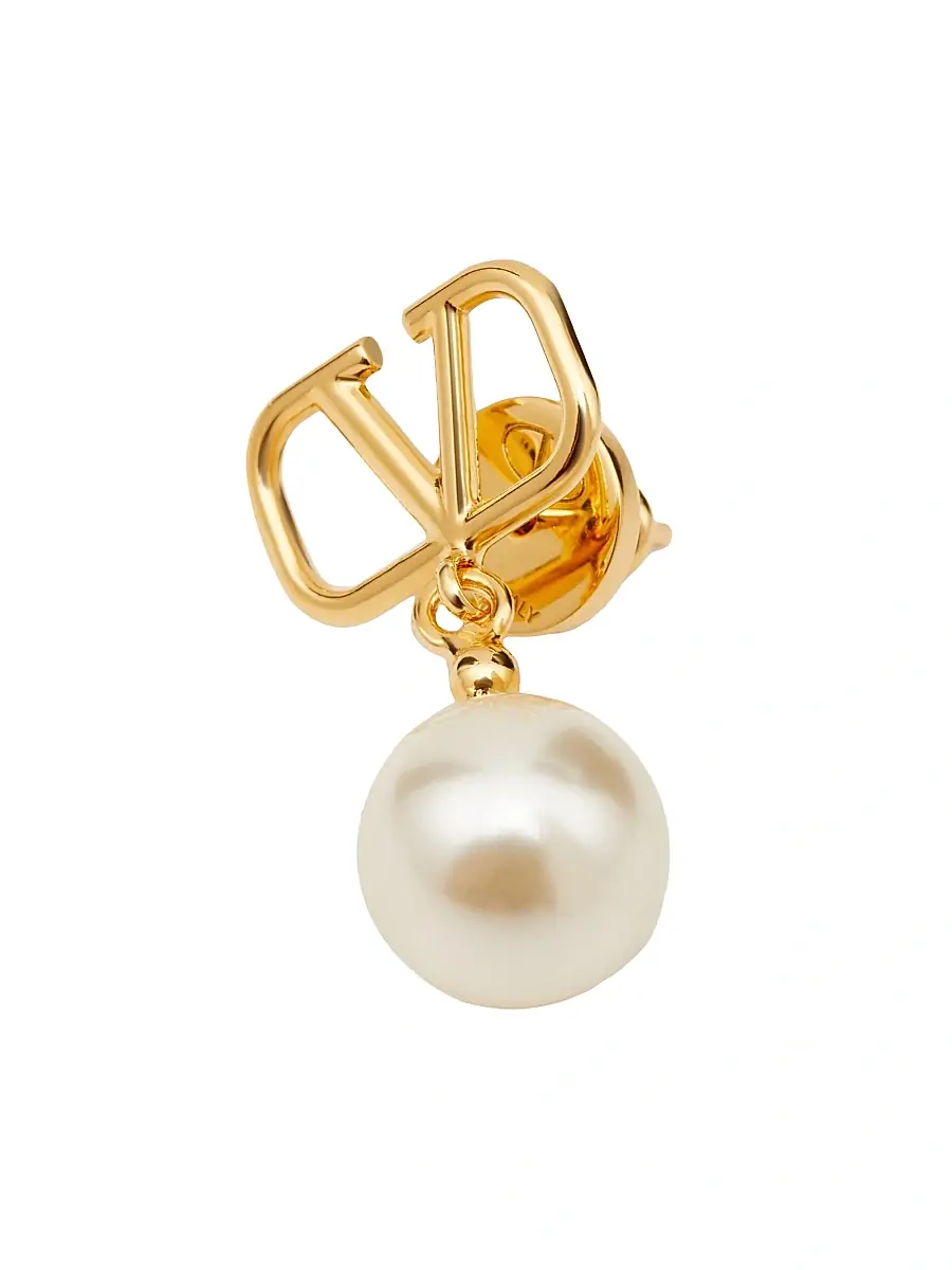 Valentino Garavani Women's VLogo Signature Earrings With Swarovski Pearls - Gold | Thumbnail 2 Valentino Garavani Women's VLogo Signature Earrings With Swarovski Pearls - Gold | Thumbnail 2