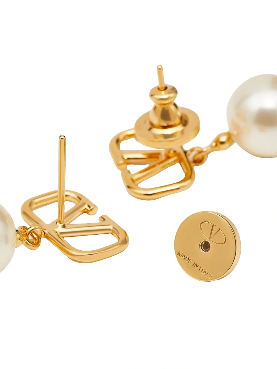 Valentino Garavani Women's VLogo Signature Earrings With Swarovski Pearls - Gold | Thumbnail 5 Valentino Garavani Women's VLogo Signature Earrings With Swarovski Pearls - Gold | Thumbnail 5