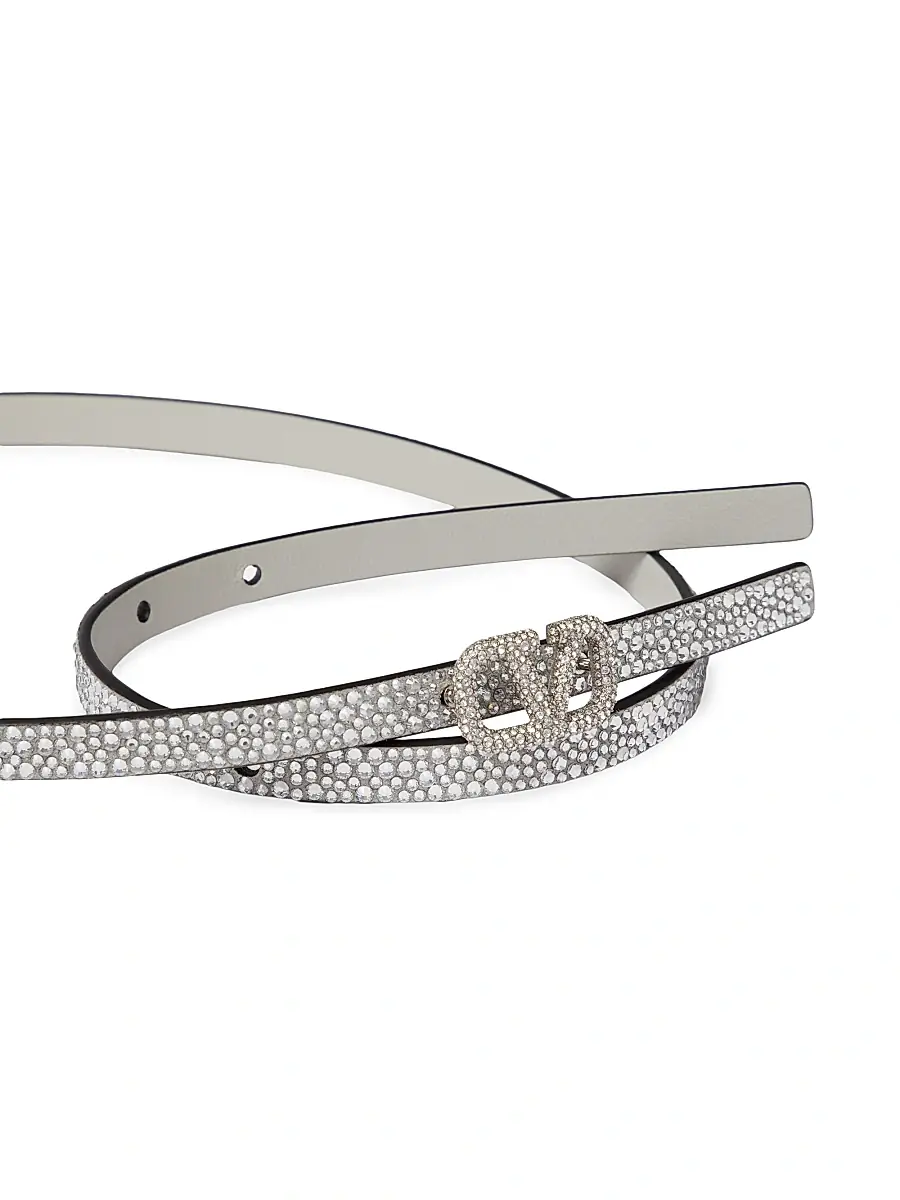 Valentino Garavani Women's VLogo Signature Belt With Crystals 10mm - Crystal | Thumbnail 2