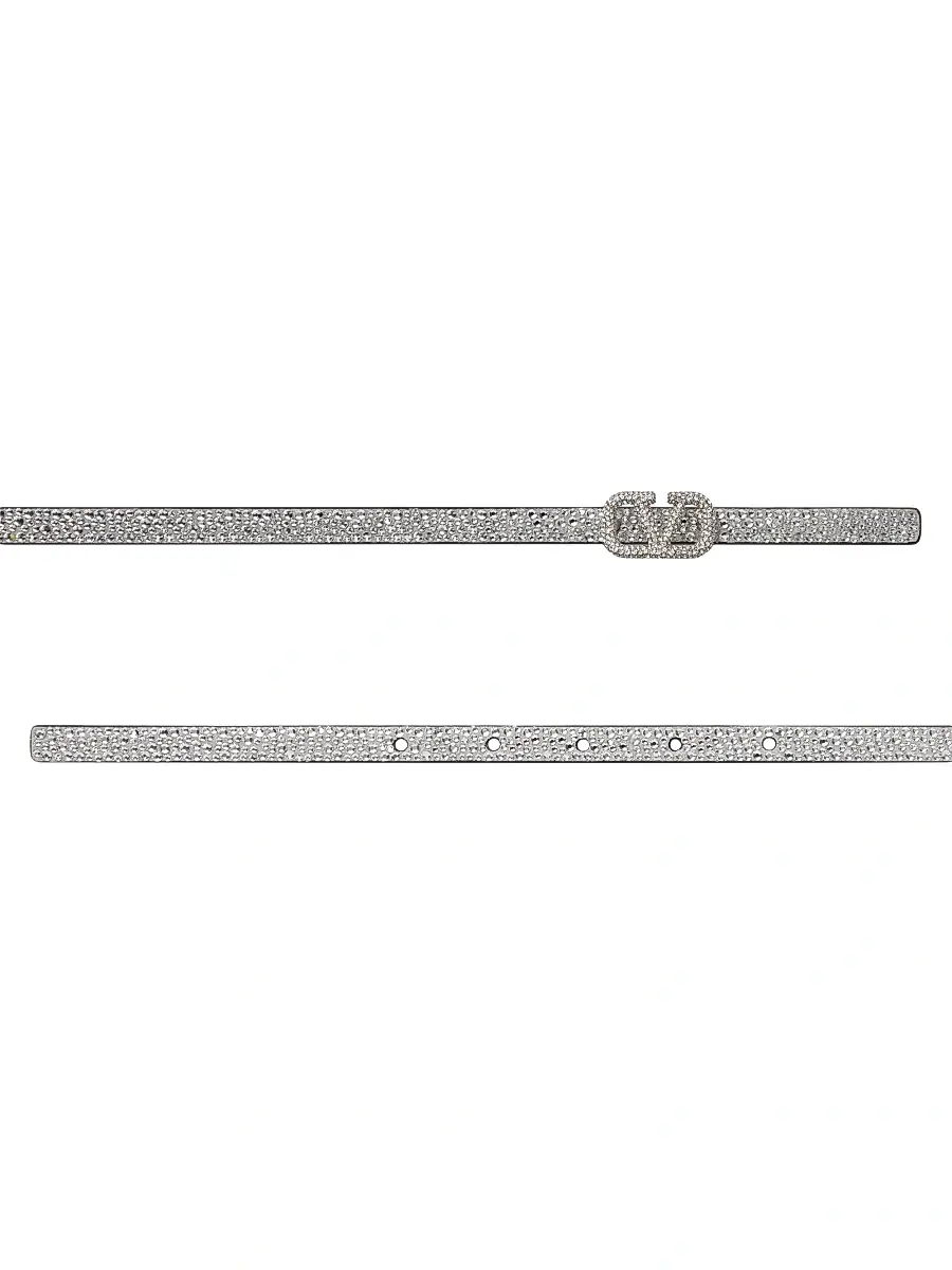 Valentino Garavani Women's VLogo Signature Belt With Crystals 10mm - Crystal | Thumbnail 3