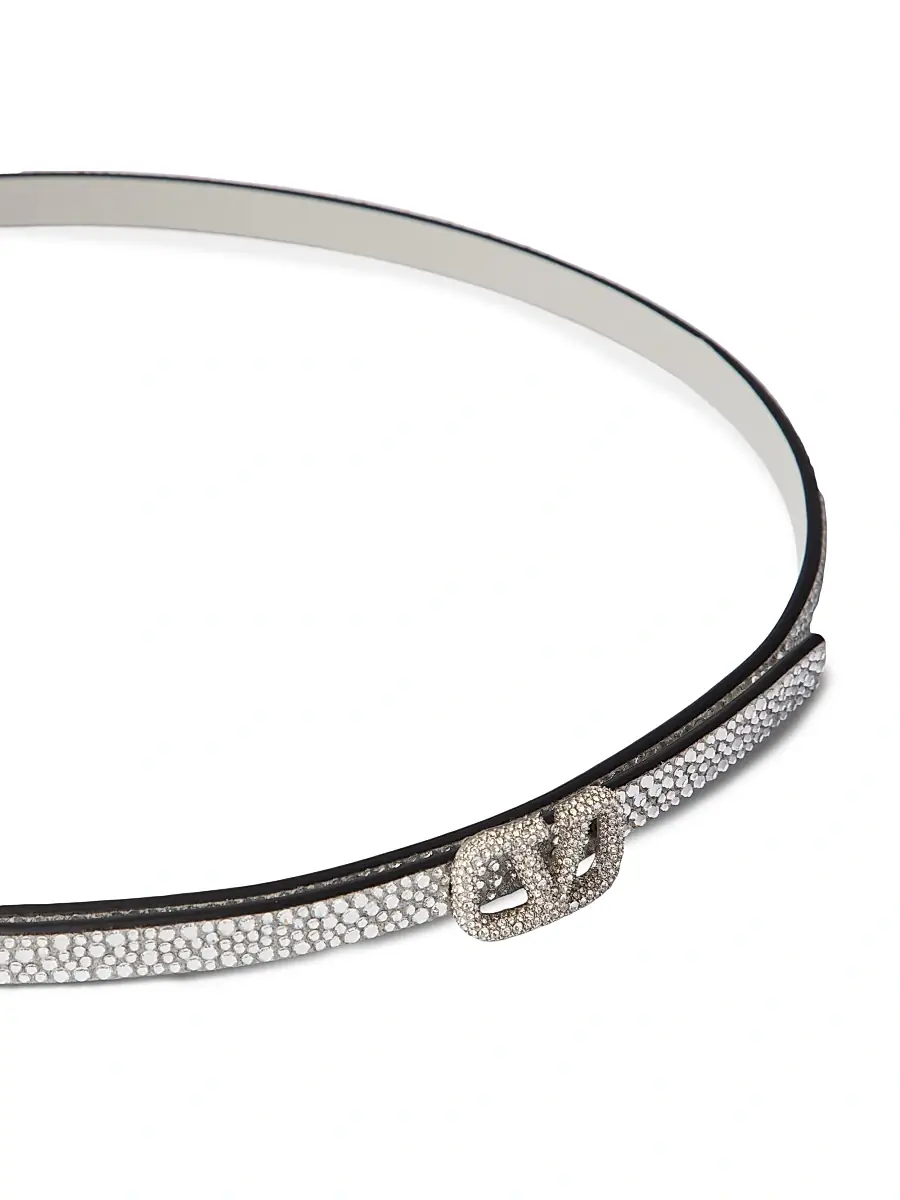 Valentino Garavani Women's VLogo Signature Belt With Crystals 10mm - Crystal | Thumbnail 4