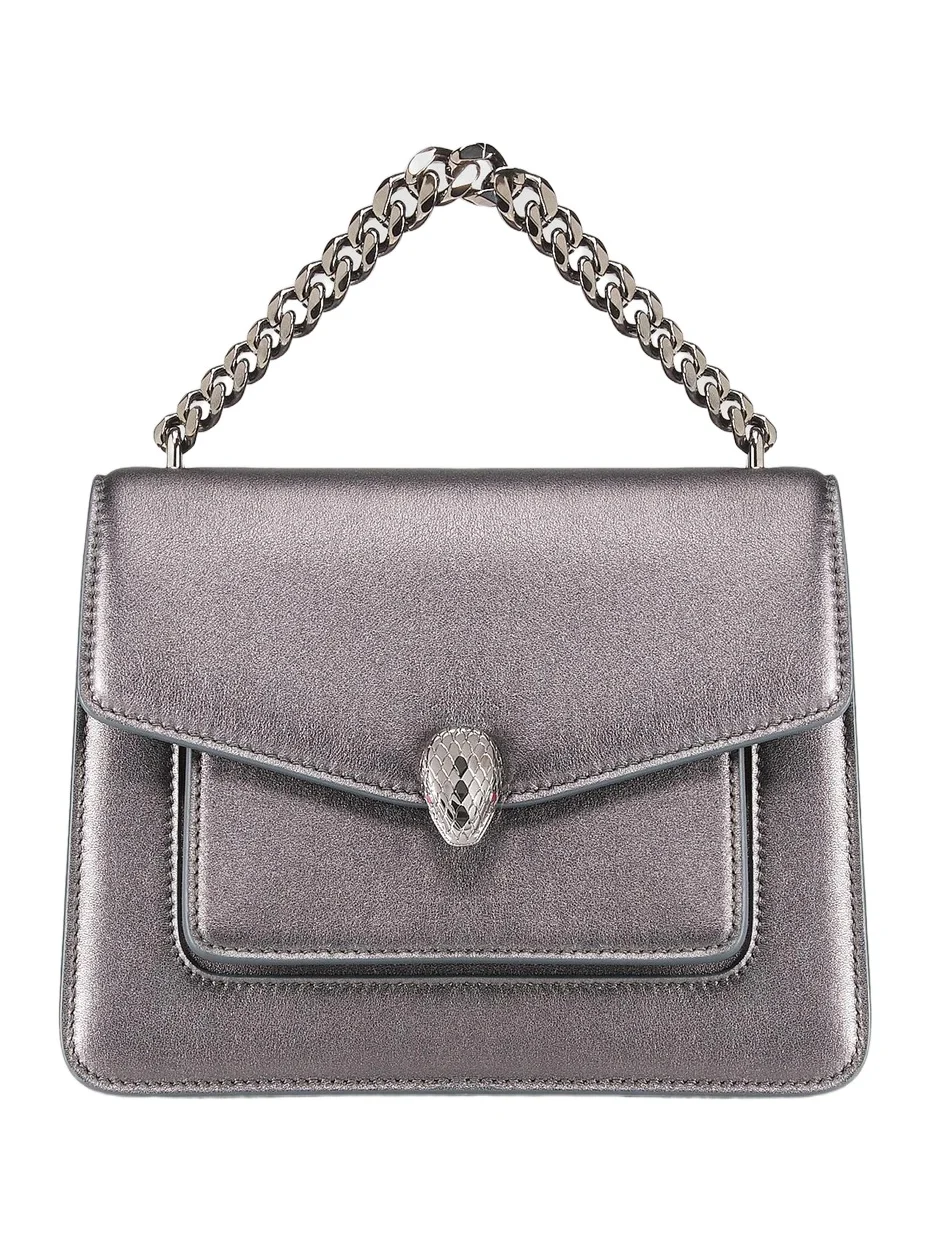 BVLGARI Women's Maxi Serpenti Metallic Leather Chain Top Handle Bag