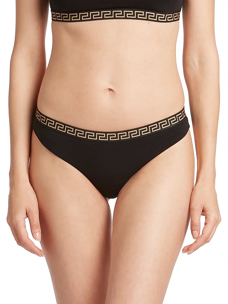Versace Women's Greek Key Panty - Black | Thumbnail 3 Versace Women's Greek Key Panty - Black | Thumbnail 3