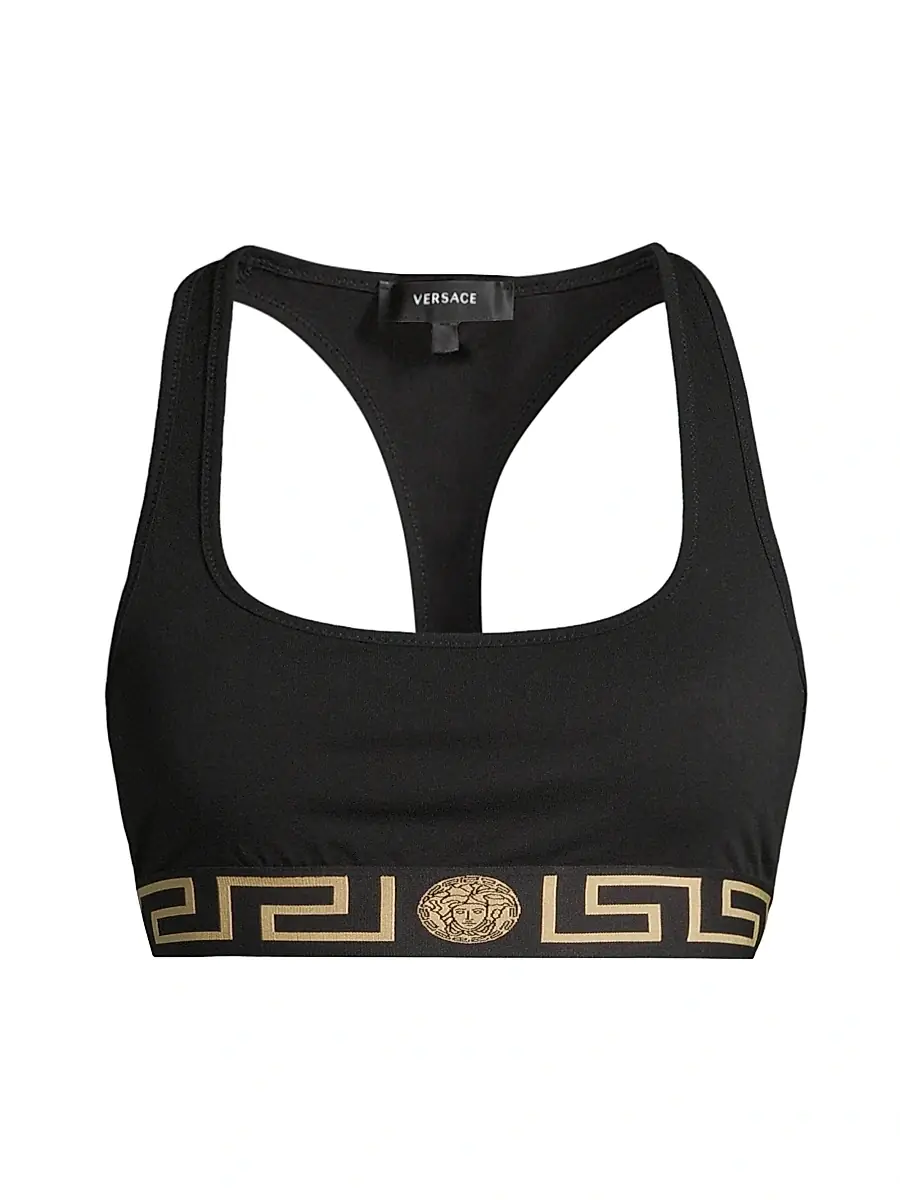 Versace Women's Greca Border Sports Bra - Black | Thumbnail 6 Versace Women's Greca Border Sports Bra - Black | Thumbnail 6