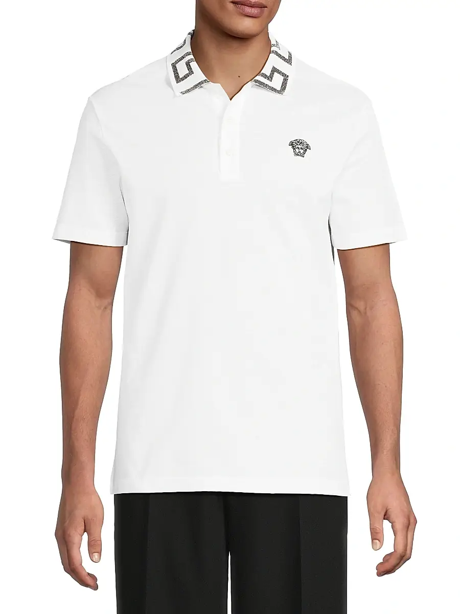 Versace Men's Piquet Cotton Polo Shirt | Thumbnail 3 Versace Men's Piquet Cotton Polo Shirt | Thumbnail 3