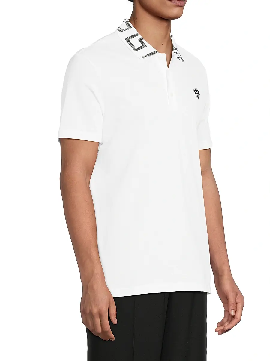 Versace Men's Piquet Cotton Polo Shirt | Thumbnail 4 Versace Men's Piquet Cotton Polo Shirt | Thumbnail 4