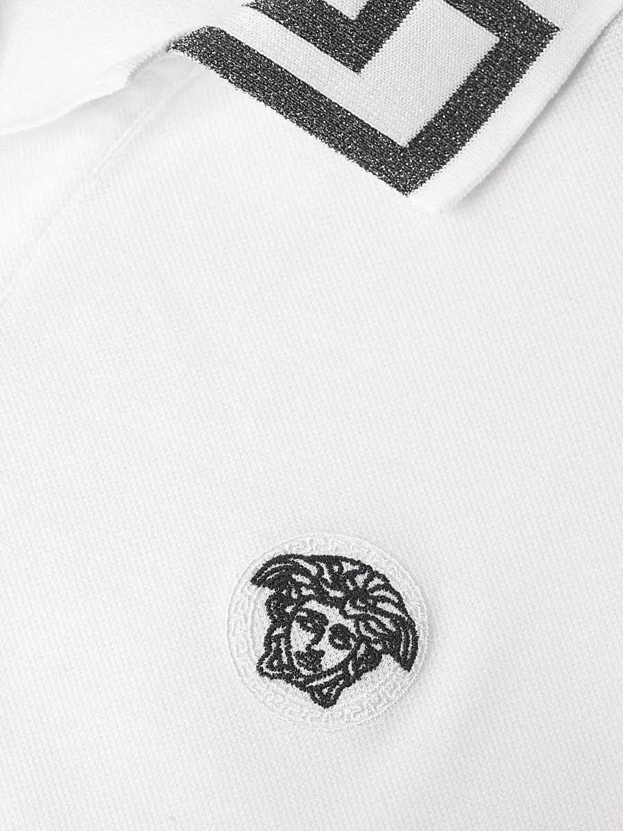 Versace Men's Piquet Cotton Polo Shirt | Thumbnail 6 Versace Men's Piquet Cotton Polo Shirt | Thumbnail 6