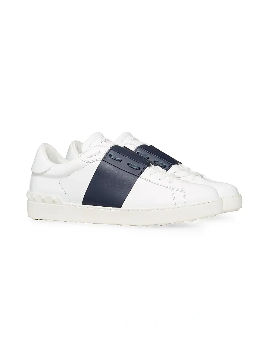 Valentino Garavani Men's Calfskin Open Sneakers - White Marine | Thumbnail 2 Valentino Garavani Men's Calfskin Open Sneakers - White Marine | Thumbnail 2