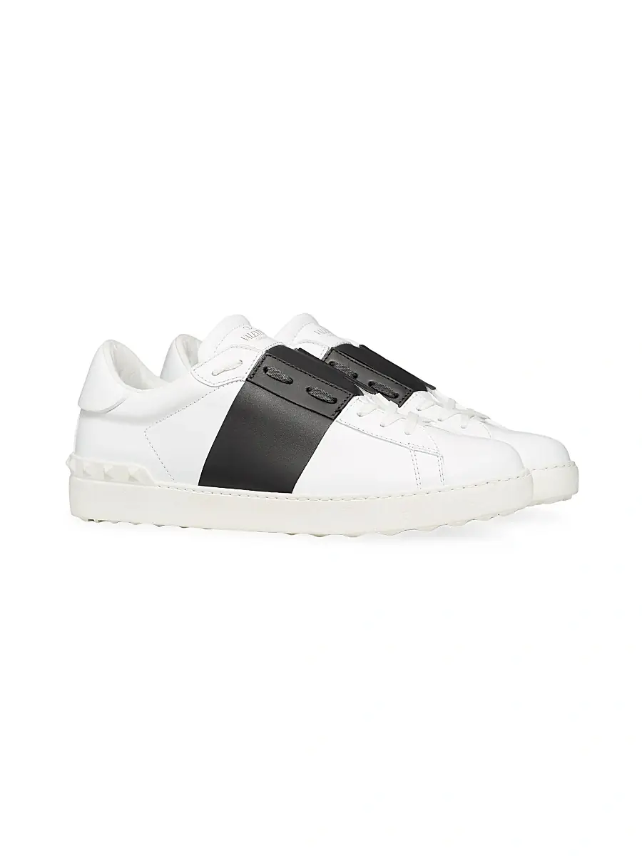 Valentino Garavani Men's Calfskin Open Sneakers - White Marine | Thumbnail 8 Valentino Garavani Men's Calfskin Open Sneakers - White Marine | Thumbnail 8