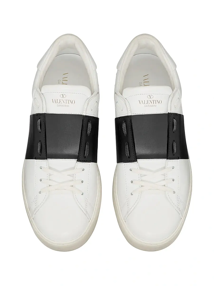 Valentino Garavani Men's Calfskin Open Sneakers - White Marine | Thumbnail 10 Valentino Garavani Men's Calfskin Open Sneakers - White Marine | Thumbnail 10