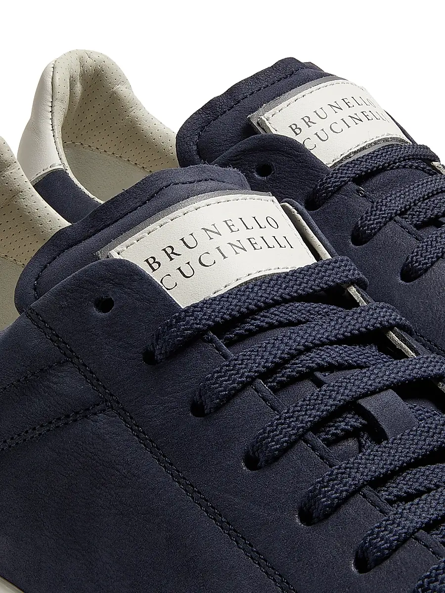 Brunello Cucinelli Men's Suede-Trim Low-Top Leather Sneakers | Thumbnail 5 Brunello Cucinelli Men's Suede-Trim Low-Top Leather Sneakers | Thumbnail 5