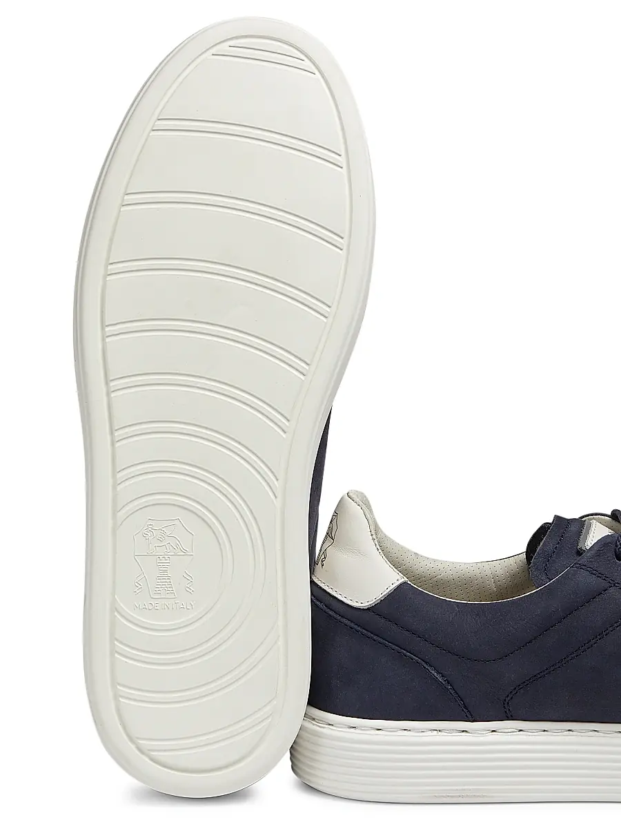Brunello Cucinelli Men's Suede-Trim Low-Top Leather Sneakers | Thumbnail 6 Brunello Cucinelli Men's Suede-Trim Low-Top Leather Sneakers | Thumbnail 6