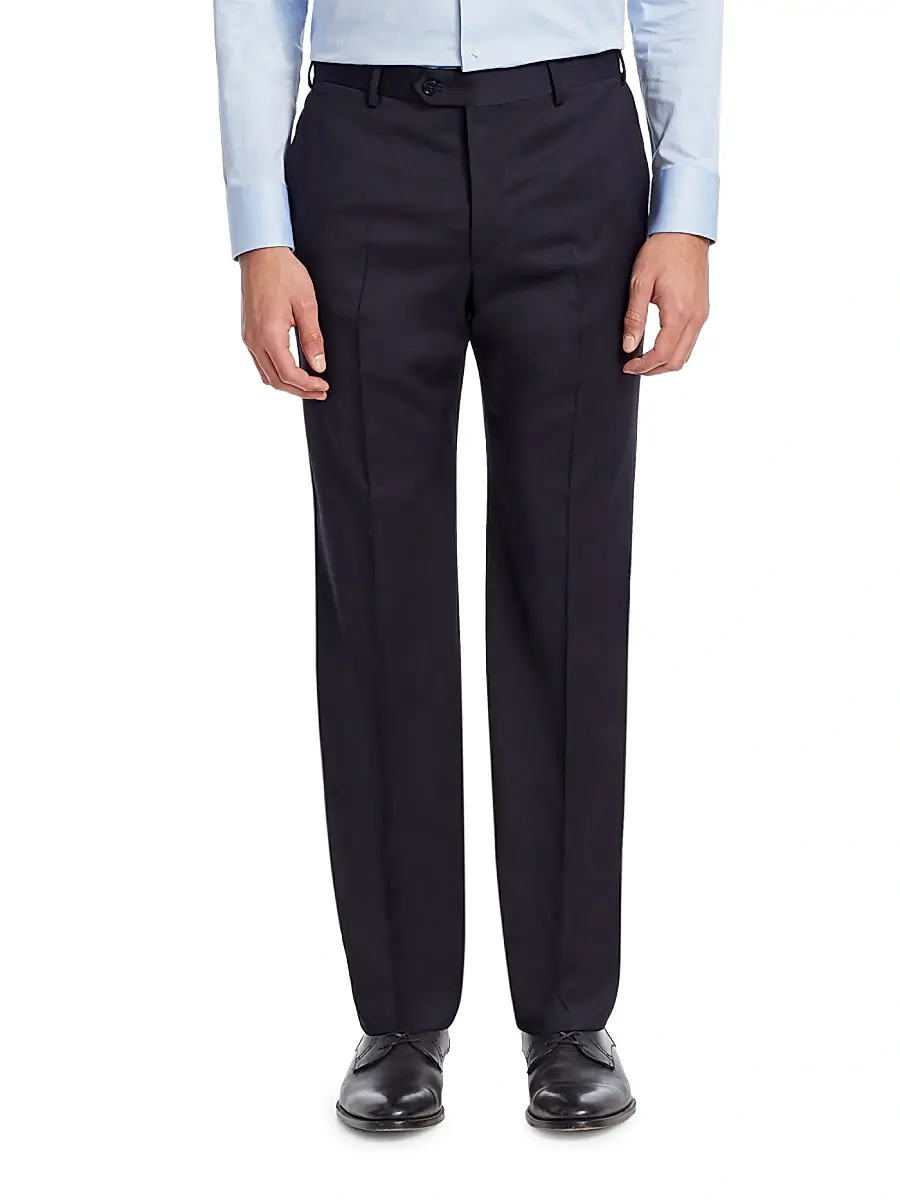 Emporio Armani Men's Navy Wool Trousers | Thumbnail 3 Emporio Armani Men's Navy Wool Trousers | Thumbnail 3
