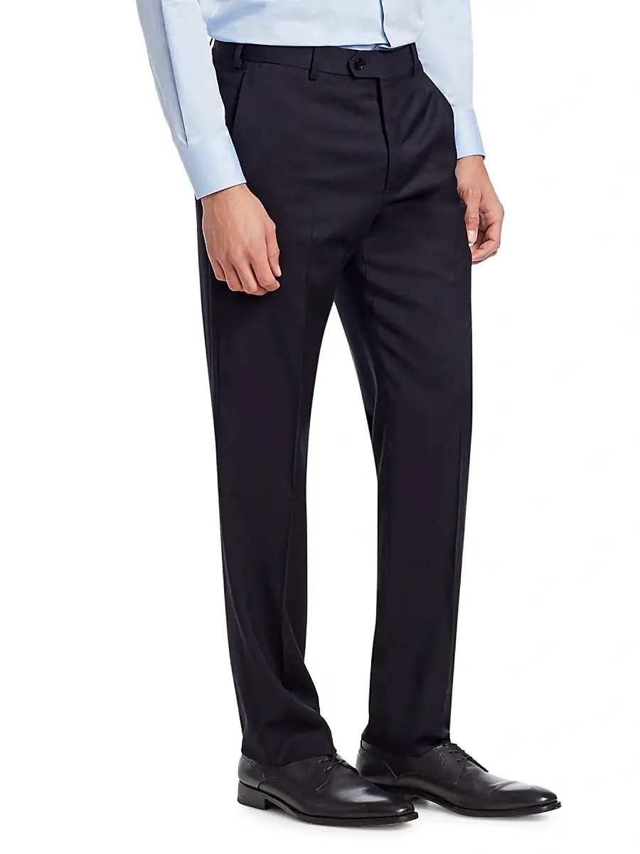 Emporio Armani Men's Navy Wool Trousers | Thumbnail 4 Emporio Armani Men's Navy Wool Trousers | Thumbnail 4