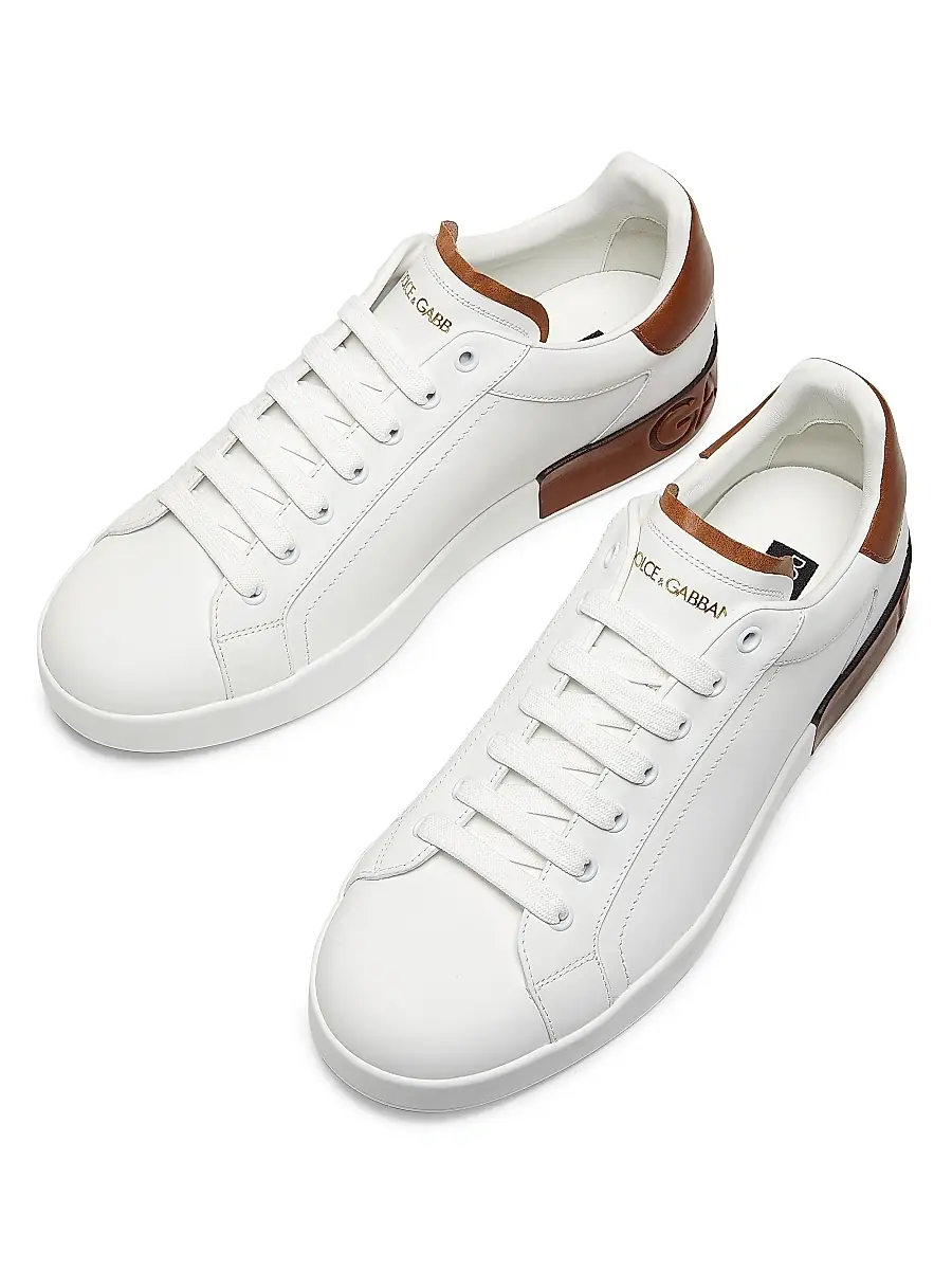 Dolce & Gabbana Men's Portofino Leather Sneakers - Black Silver | Thumbnail 11 Dolce & Gabbana Men's Portofino Leather Sneakers - Black Silver | Thumbnail 11
