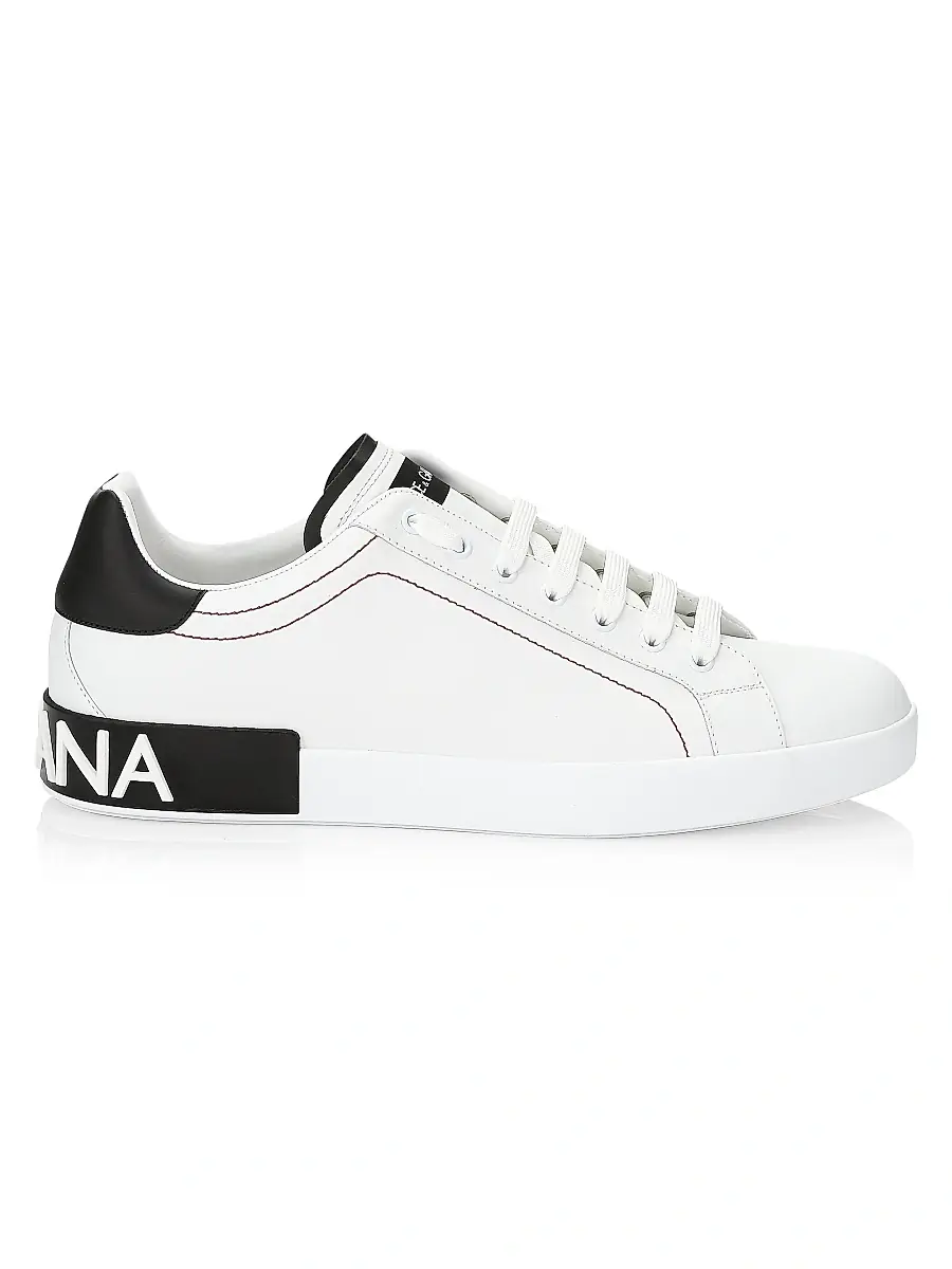 Dolce & Gabbana Men's Portofino Leather Sneakers - Black Silver | Thumbnail 19 Dolce & Gabbana Men's Portofino Leather Sneakers - Black Silver | Thumbnail 19