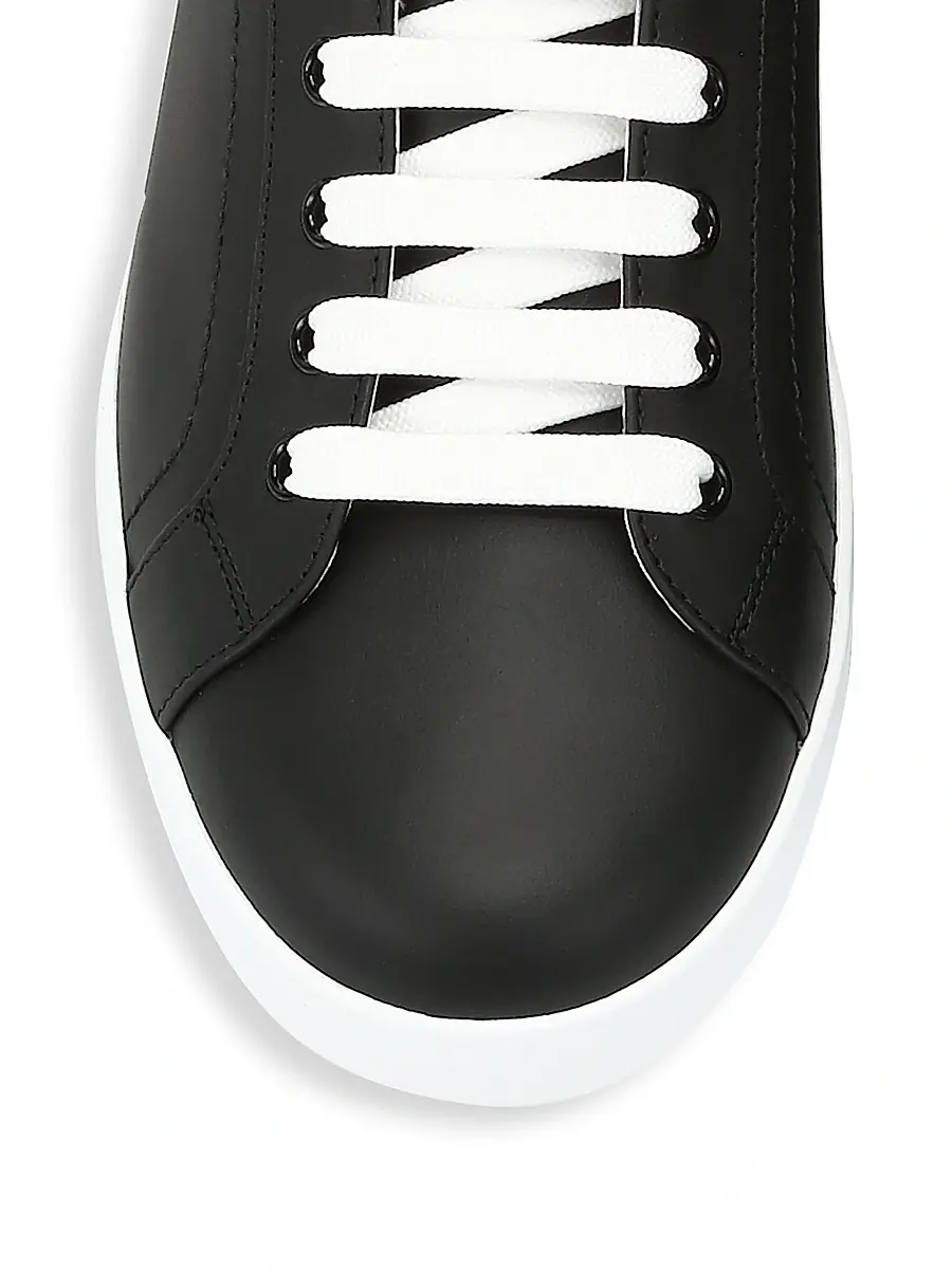Dolce & Gabbana Men's Portofino Leather Sneakers - Black Silver | Thumbnail 4 Dolce & Gabbana Men's Portofino Leather Sneakers - Black Silver | Thumbnail 4